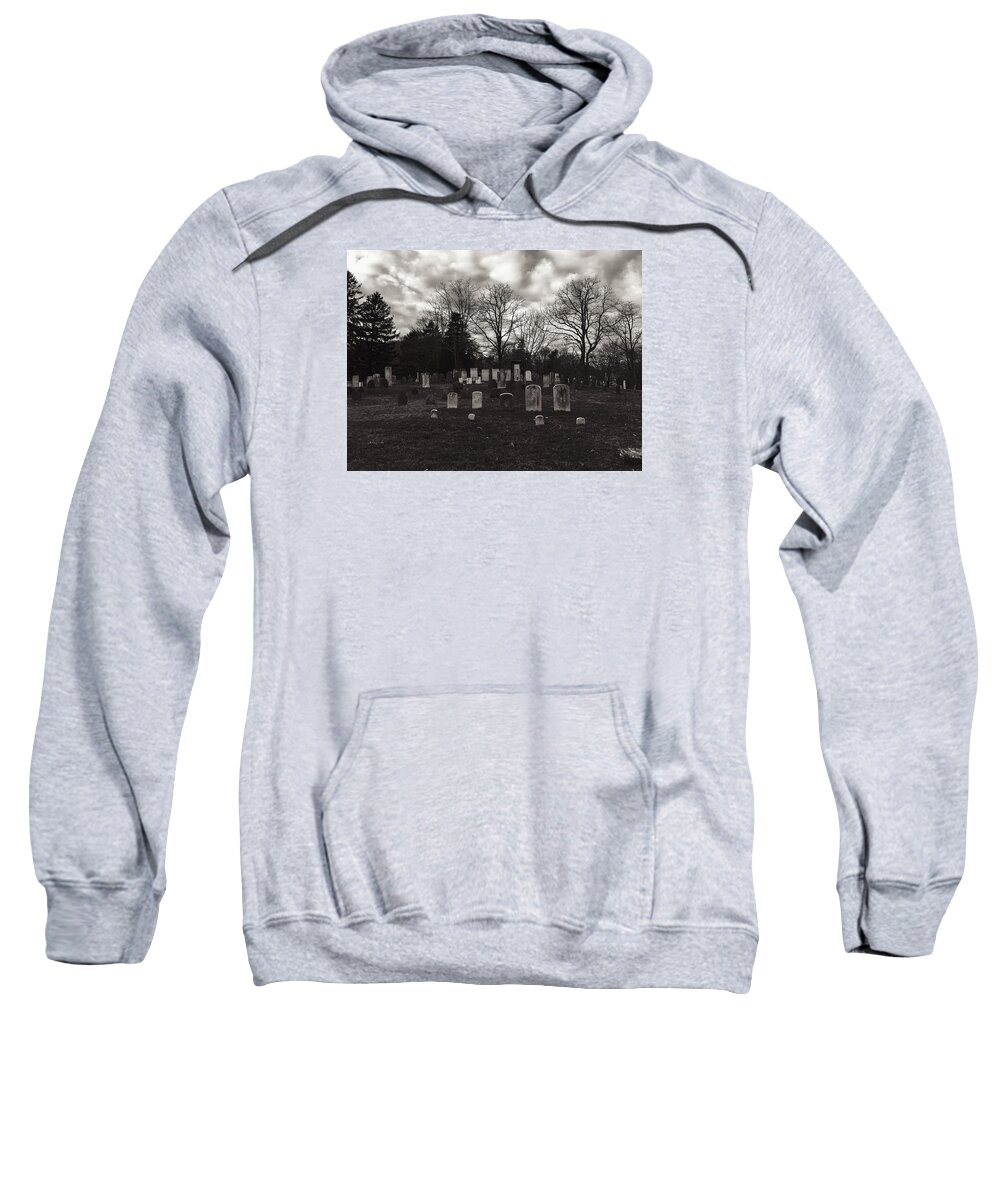 B&w Sweatshirt featuring the photograph Old Town Cemetery , Sandwich Massachusetts by Frank Winters