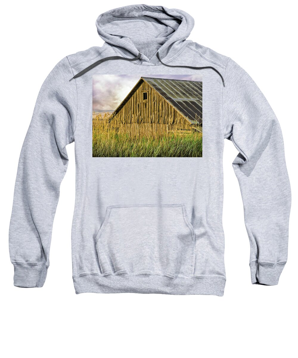 Barn Sweatshirt featuring the photograph Old Wood Barn in a Field by C VandenBerg