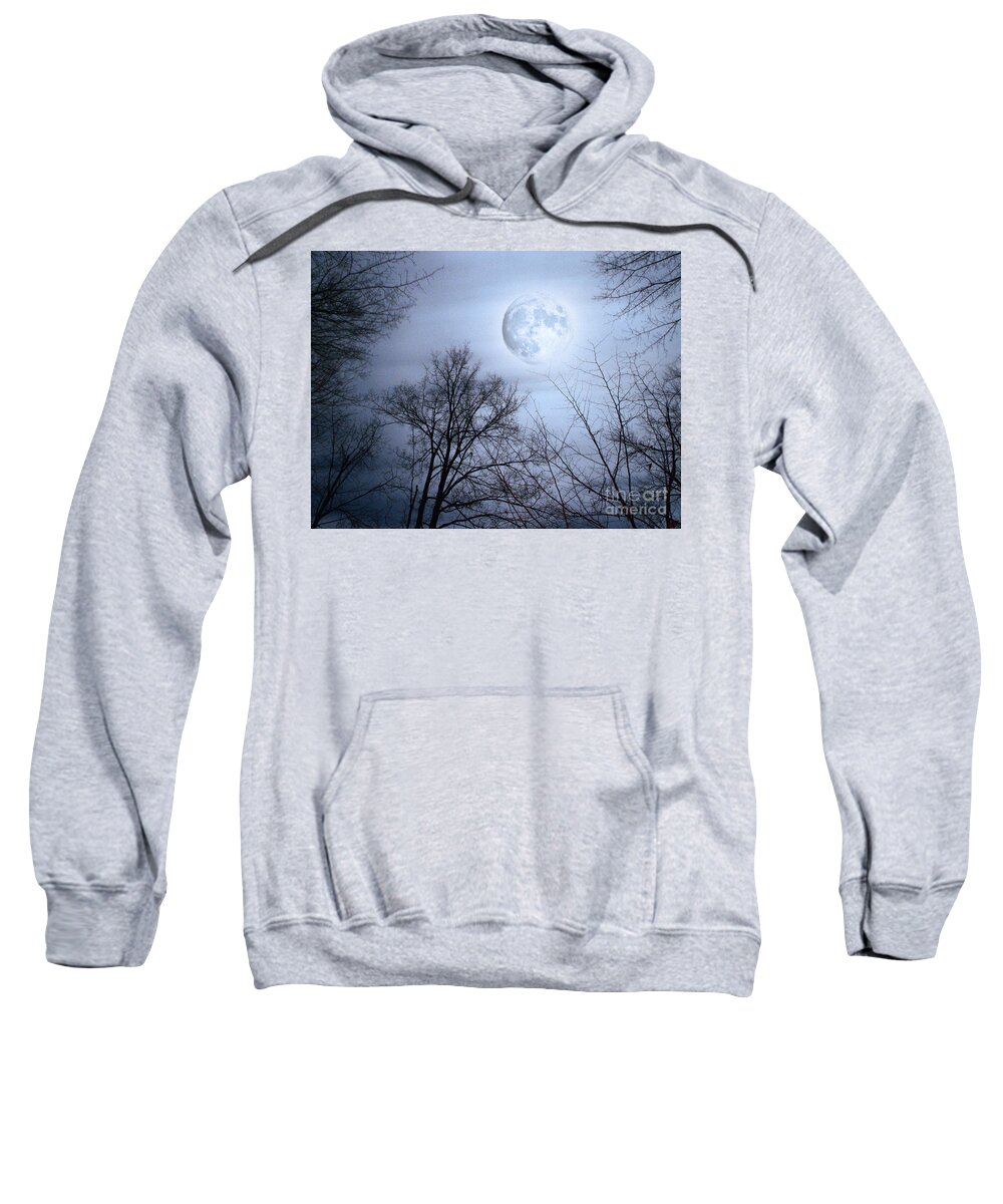 Nature Sweatshirt featuring the photograph On A Stormy Moonlit Night by Dorothy Lee
