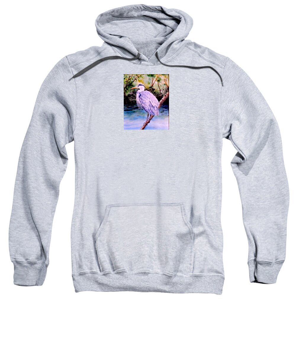 Watercolour Painting Sweatshirt featuring the painting On the Lookout by Sher Nasser