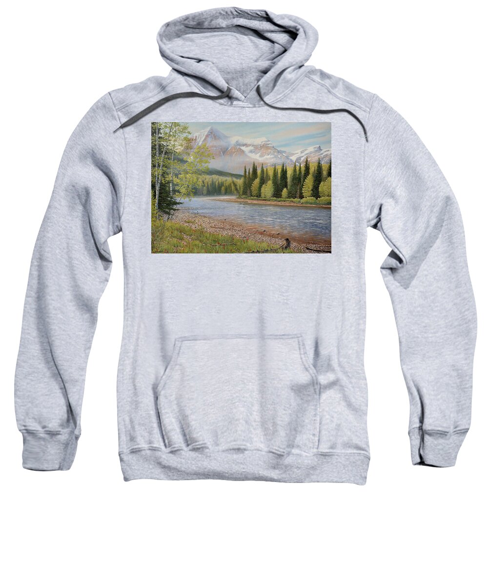 Jake Vandenbrink Sweatshirt featuring the painting On The Riverside by Jake Vandenbrink