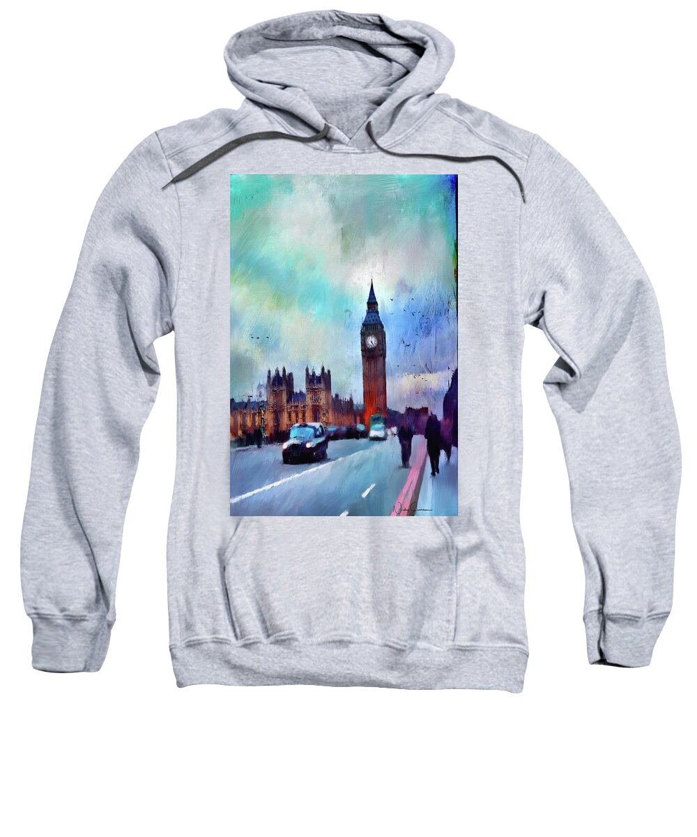 London Sweatshirt featuring the digital art On Westminster Bridge by Nicky Jameson