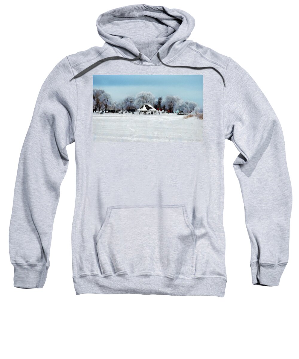 Winter Sweatshirt featuring the digital art Orillia Winter by JGracey Stinson