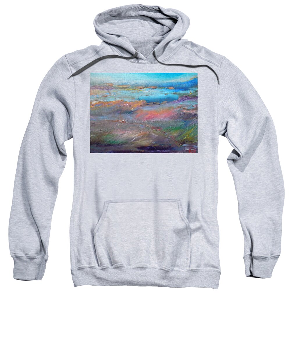 Abstract Sweatshirt featuring the painting Out of the Blue by Susan Esbensen