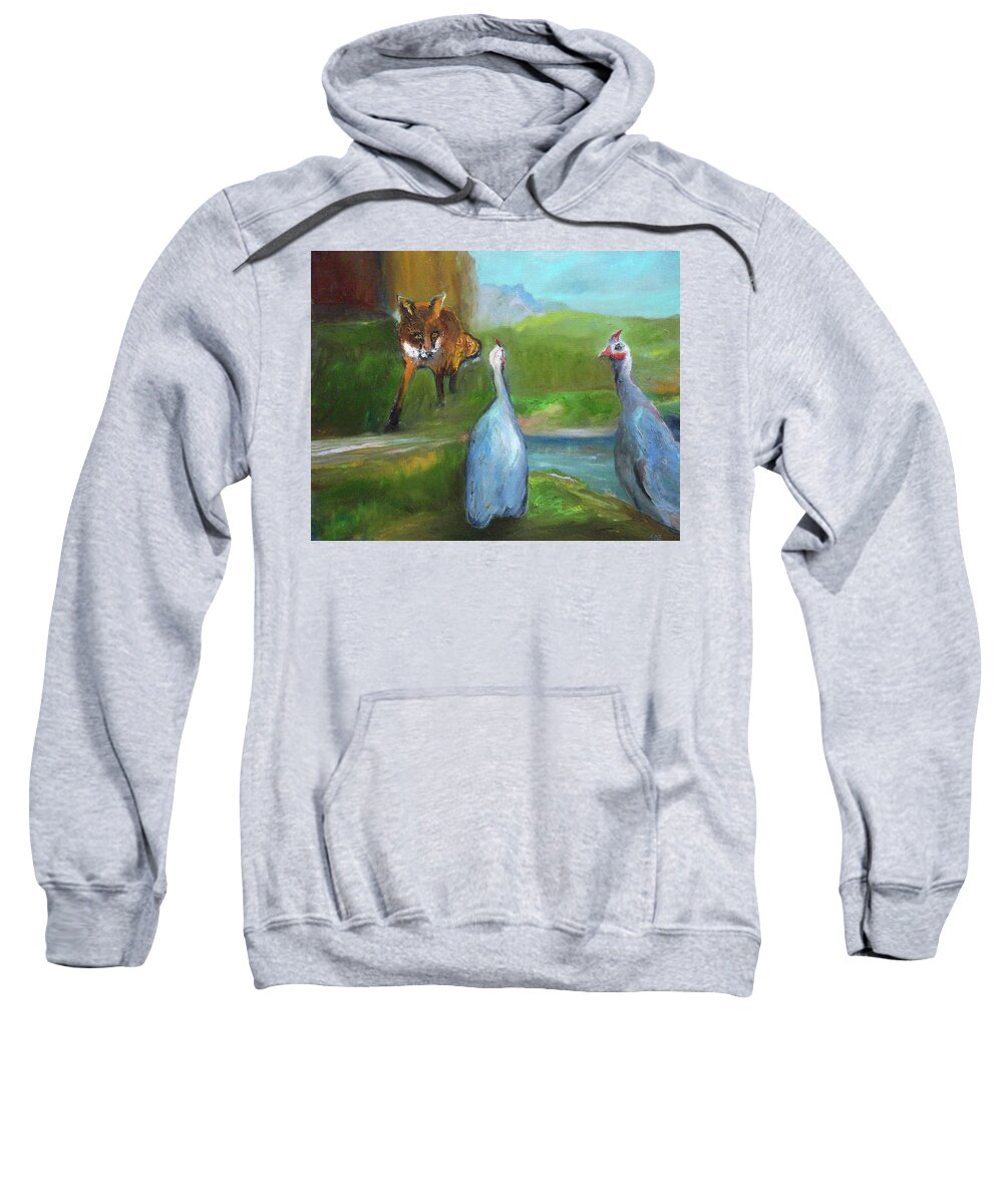 Fox Sweatshirt featuring the painting Outfoxed by Susan Esbensen
