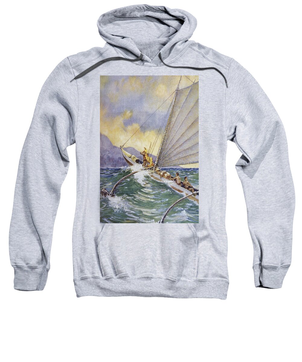1926 Sweatshirt featuring the painting Outrigger at Sea by Hawaiian Legacy Archive - Printscapes