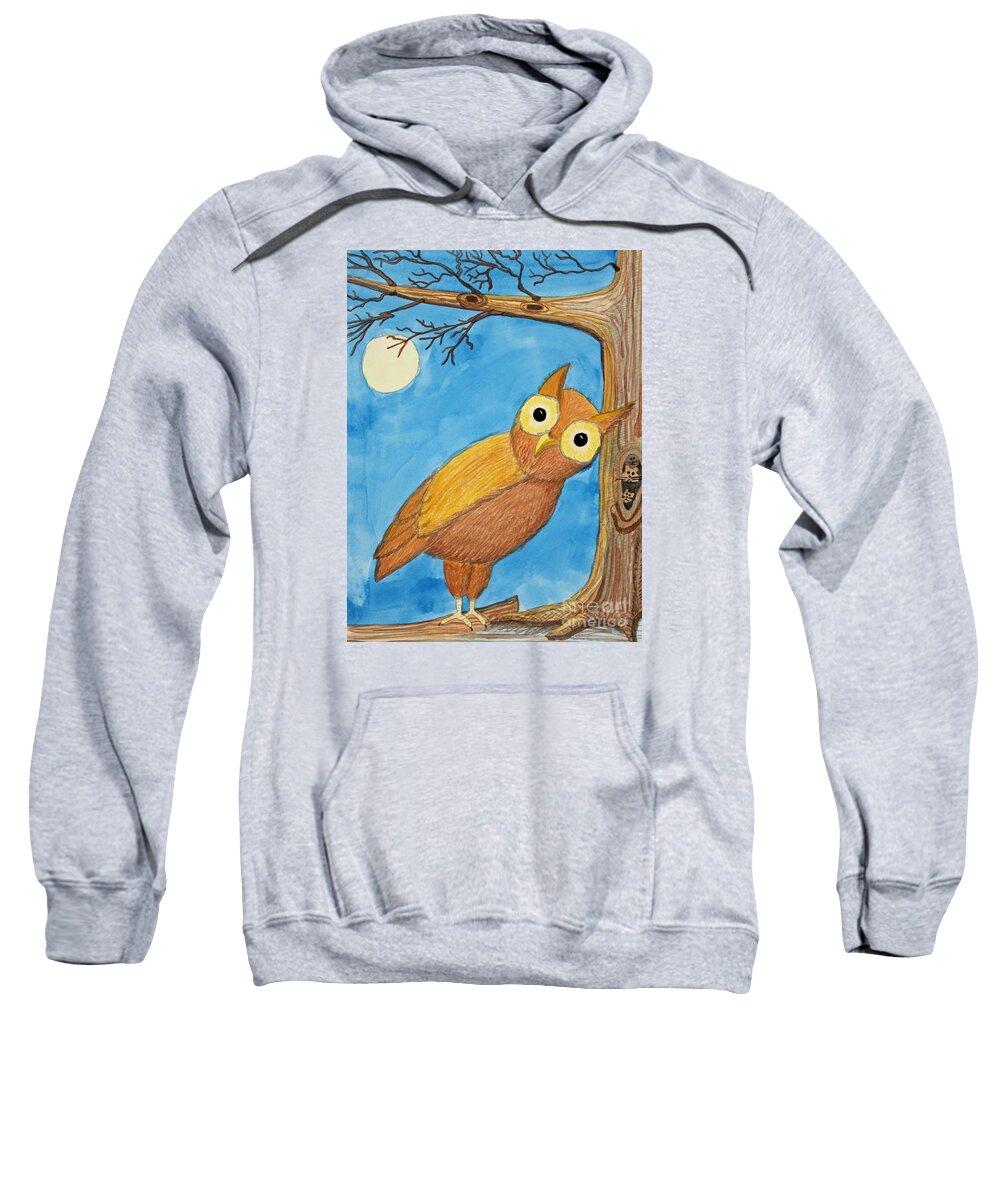 Owl Sweatshirt featuring the painting Owl and Moonlight by Norma Appleton