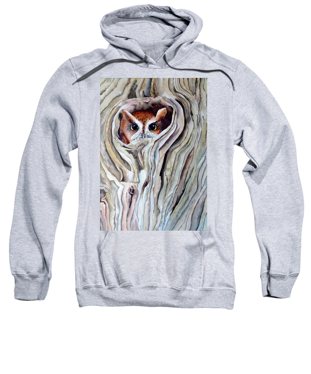 Owl Sweatshirt featuring the painting Owl by Laurel Best