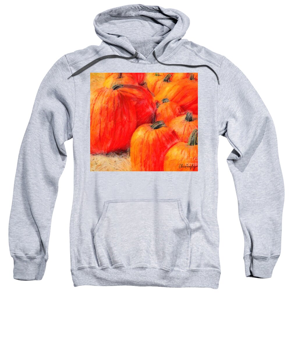 Pumpkins Sweatshirt featuring the painting Painted Pumpkins by Chris Armytage