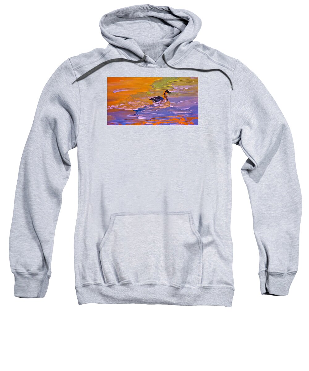 Duck Sweatshirt featuring the painting Painterly Escape by Lisa Kaiser