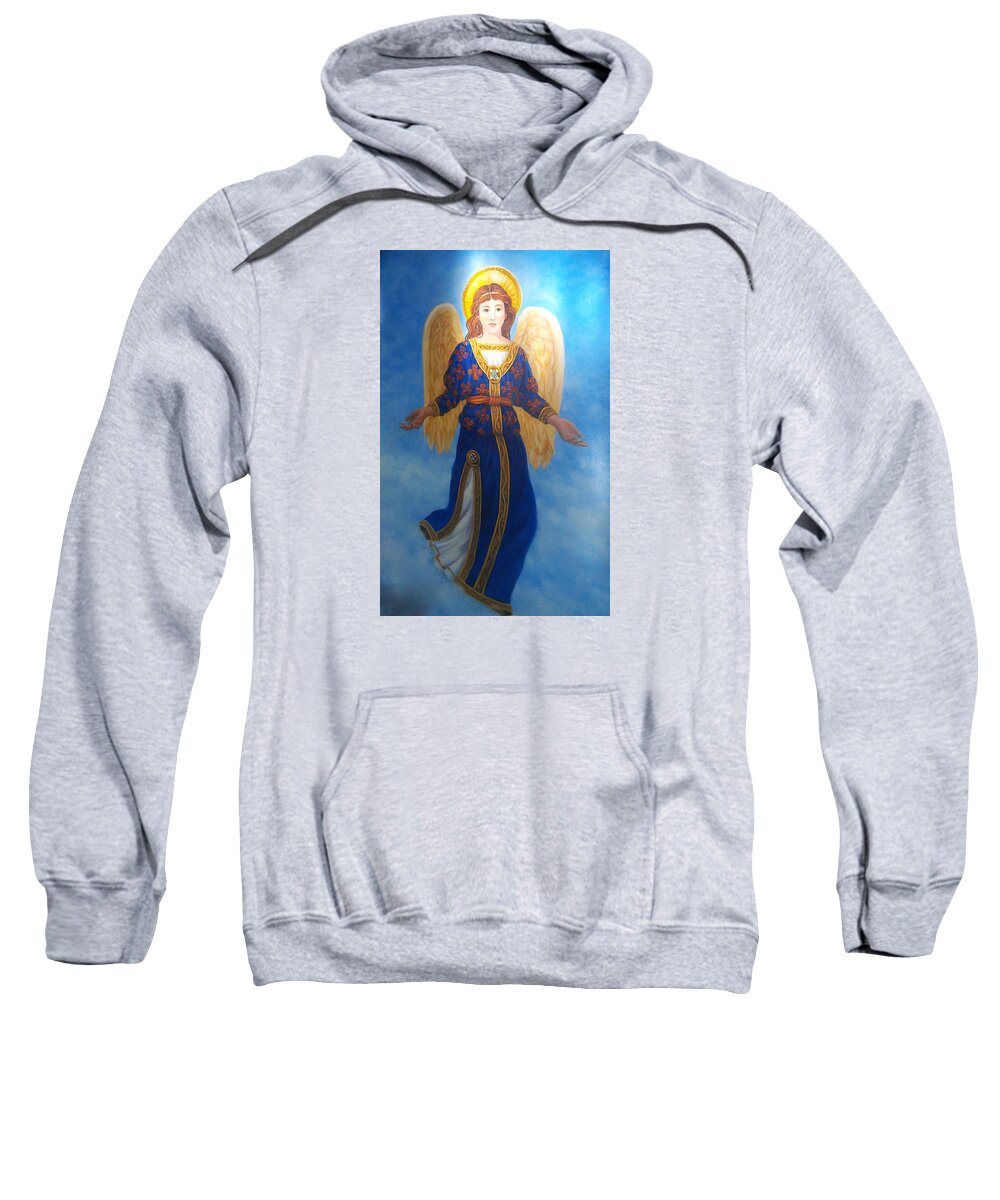 Religious Sweatshirt featuring the painting Pam's Angel by Lynne Pittard