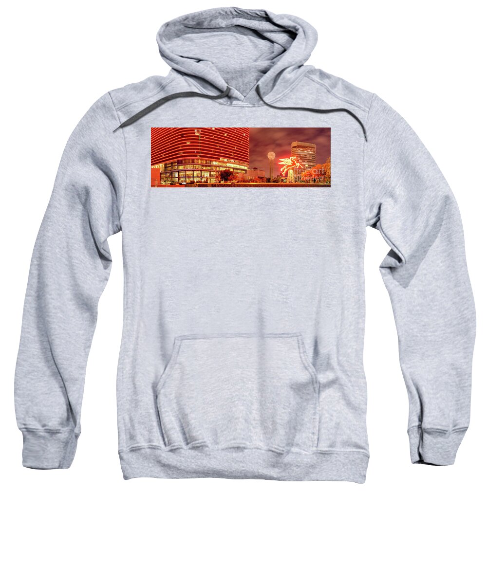 Downtown Sweatshirt featuring the photograph Panorama of the Original Pegasus, Reunion Tower, and Omni Hotel in Downtown Dallas - North Texas by Silvio Ligutti