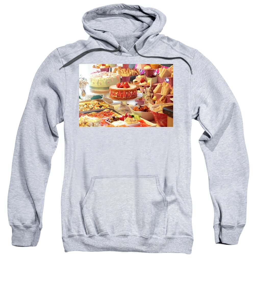 Party Cake Gateaux Food Christmas Celebration Sweatshirt featuring the photograph Party by Ian Sanders