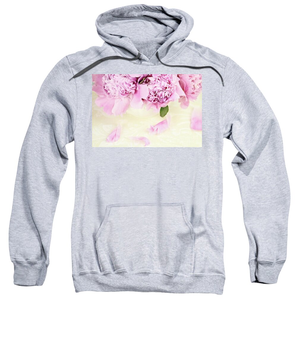 Peony;peonies;paeonia Suffruticosa;paeoniaceae;flower;flowers;pink;floral;overhead Sweatshirt featuring the photograph Pastel Pink Peonies by Stephanie Frey