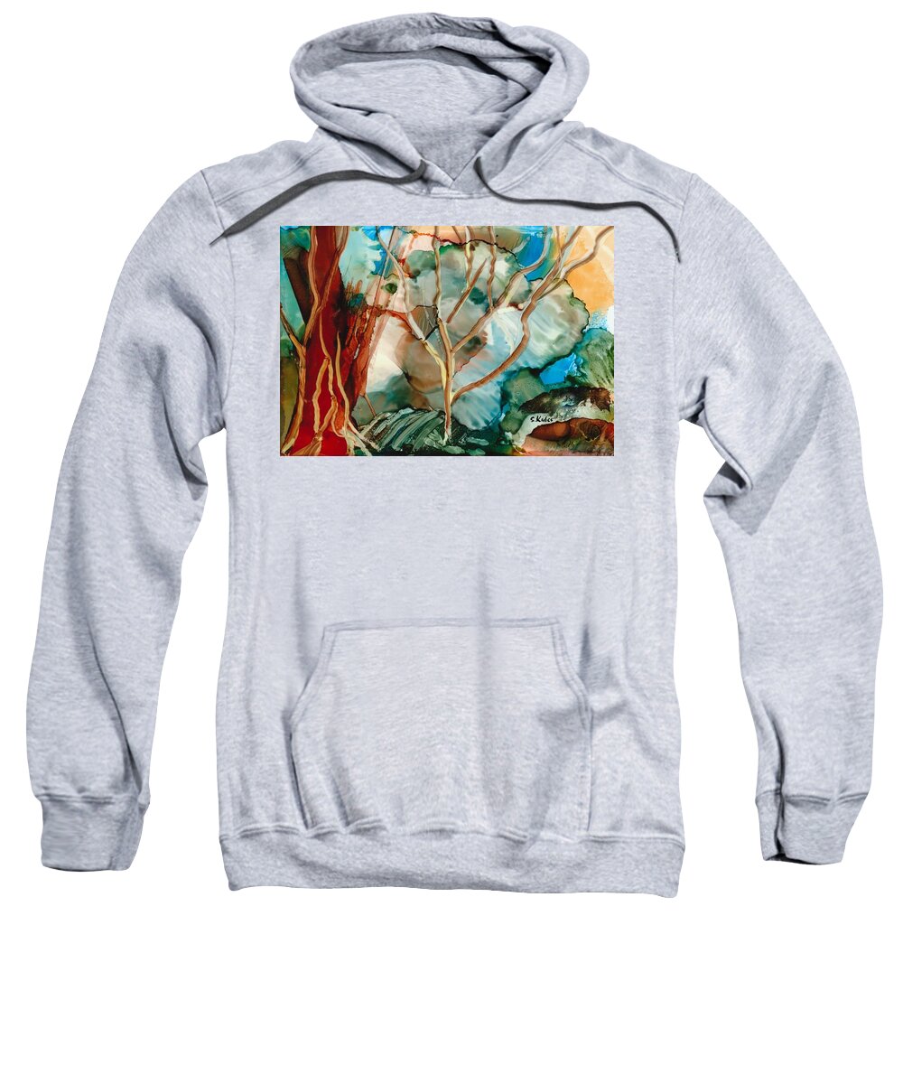 Abstract Sweatshirt featuring the painting Pathway by Susan Kubes