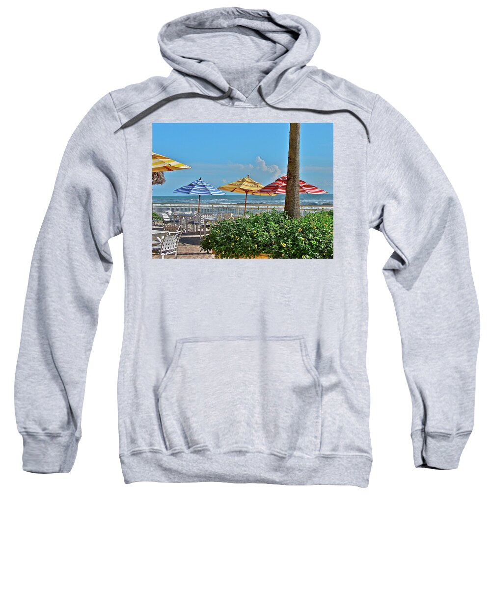 Sea Sweatshirt featuring the photograph Patio Dining by Diana Hatcher