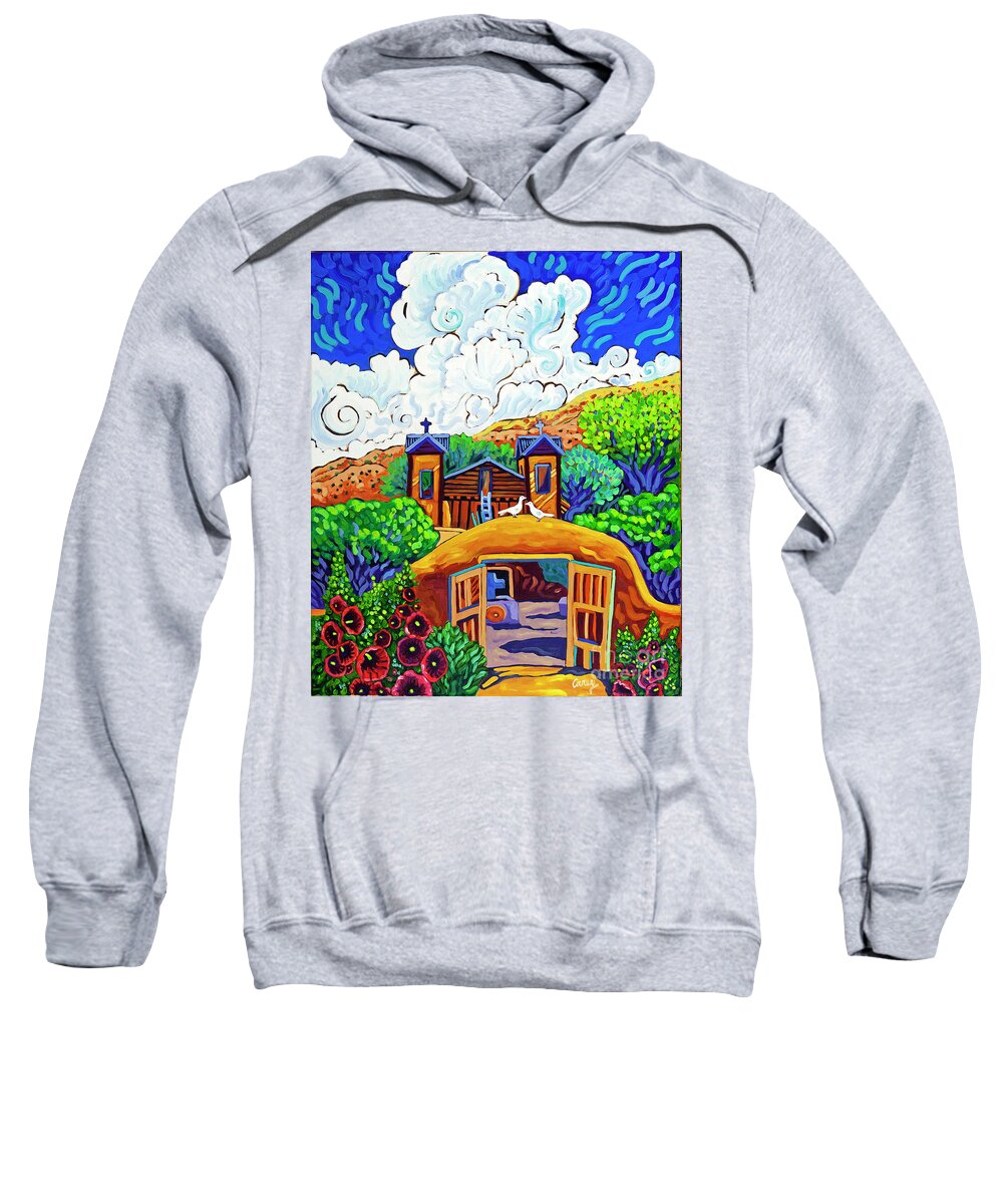 Santa Fe Sweatshirt featuring the painting Peace and Happiness by Cathy Carey