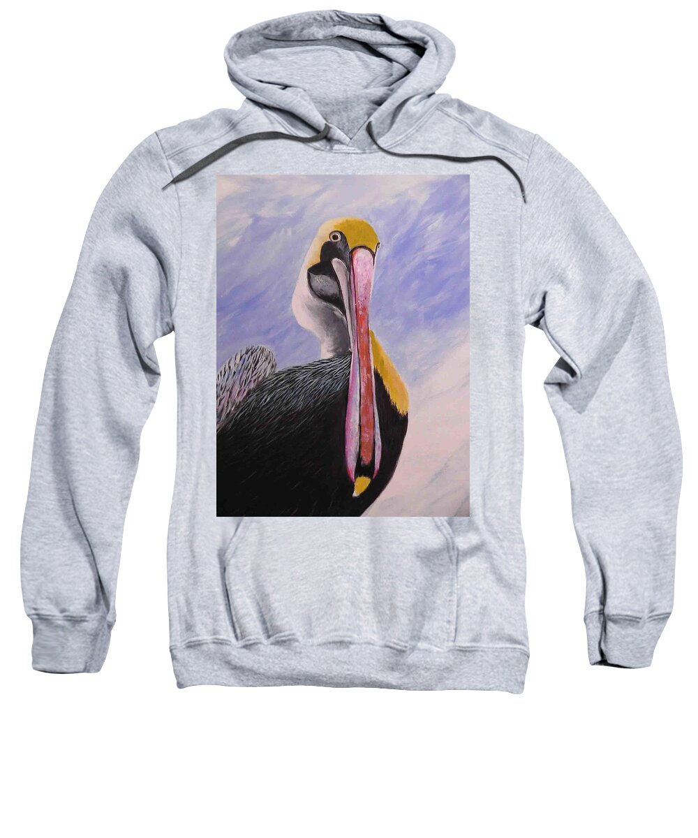 Pelican Sweatshirt featuring the painting Pelican Head by Anne Marie Brown