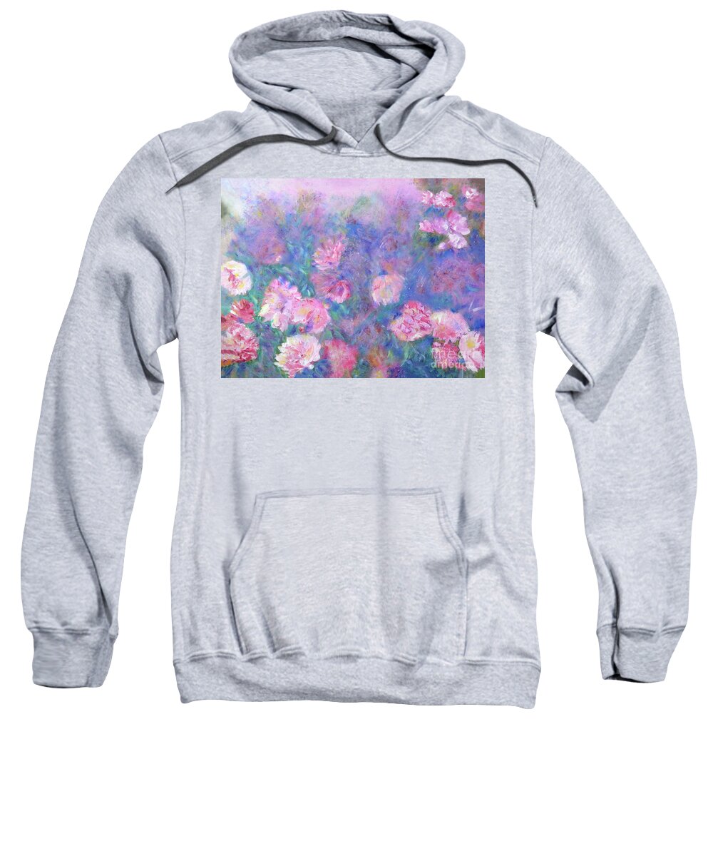 Peonies Sweatshirt featuring the painting Peonies by Claire Bull