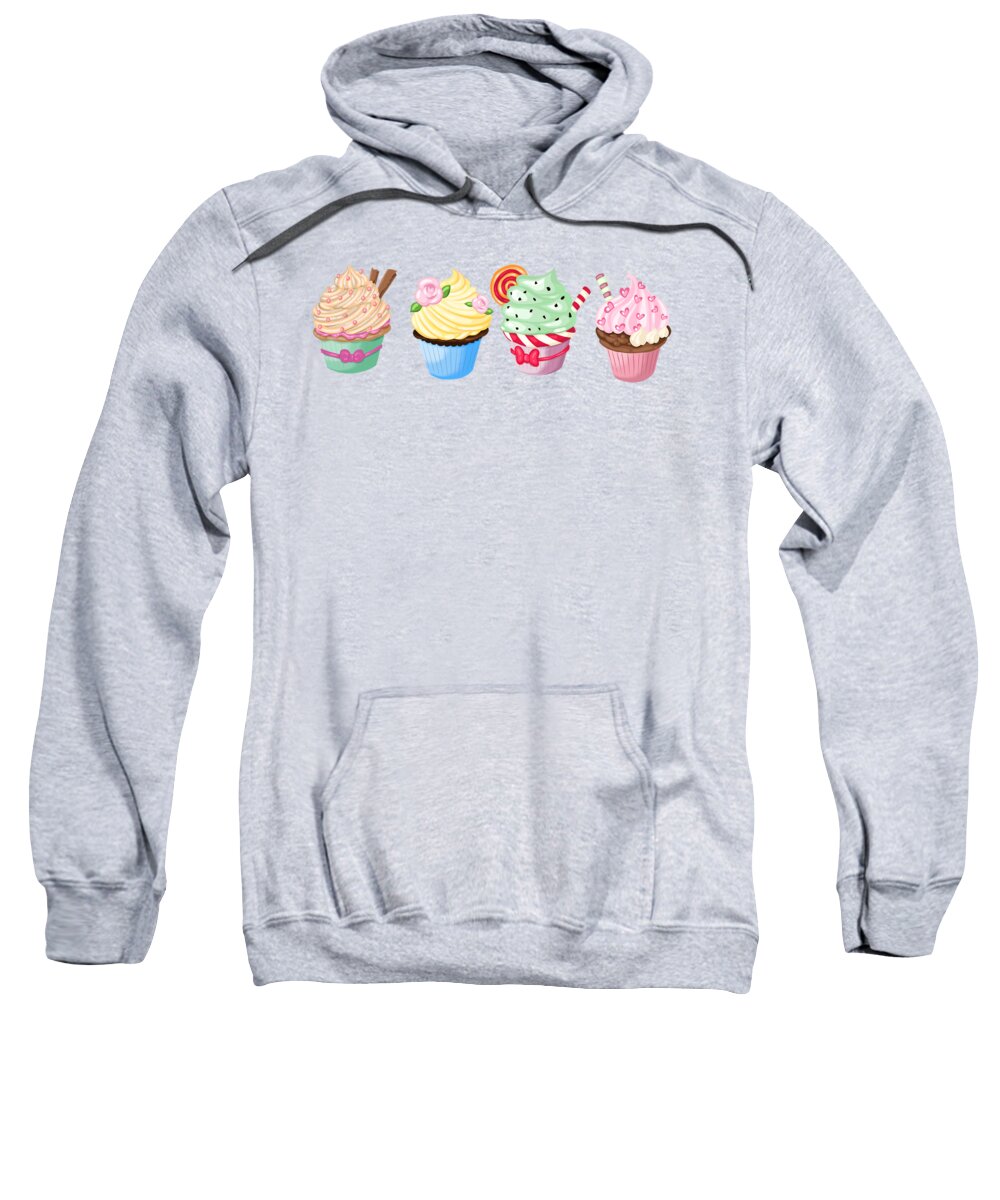 Cupcakes Sweatshirt featuring the painting Perfectly Pretty Cupcake Parade by Little Bunny Sunshine