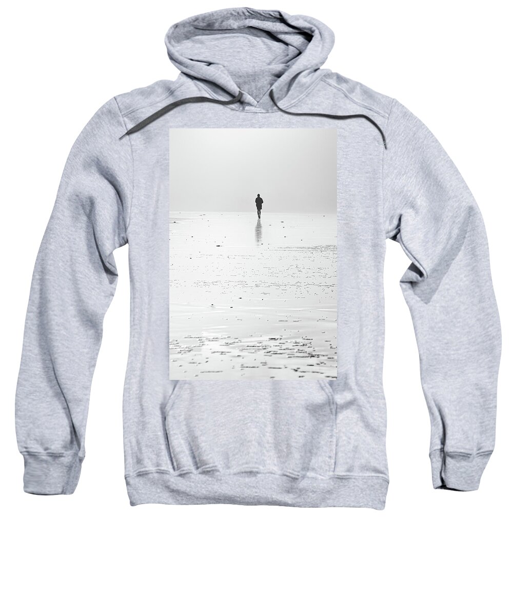 Silhouette Sweatshirt featuring the photograph Person Running On Beach by Mikel Martinez de Osaba