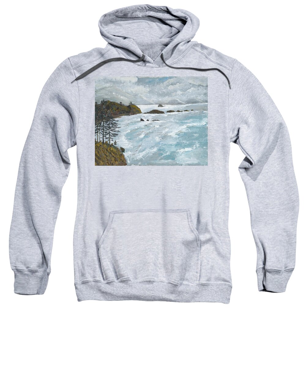Oregon Coast Sweatshirt featuring the painting Perspective by Ovidiu Ervin Gruia