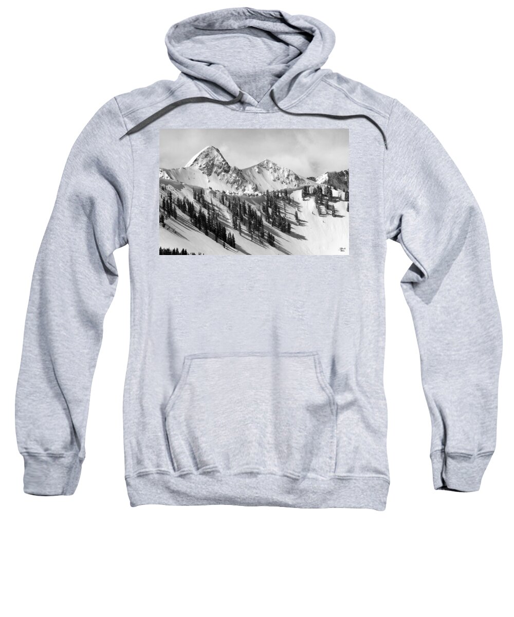 Black And White Sweatshirt featuring the photograph Pfeifferhorn - Little Cottonwood Canyon by Brett Pelletier
