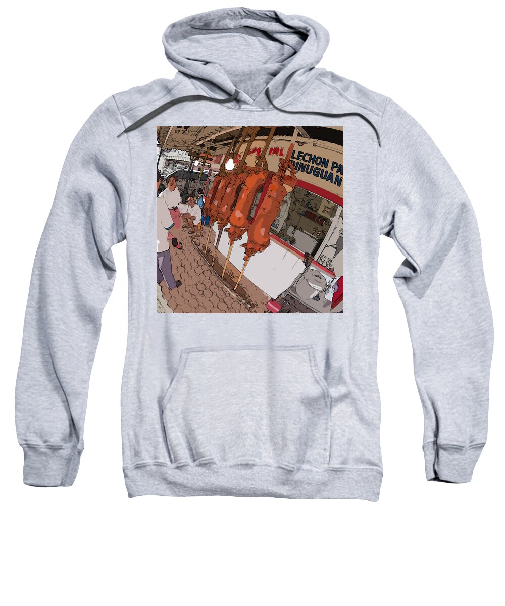 Philippines Sweatshirt featuring the painting Philippines 4057 Lechon by Rolf Bertram