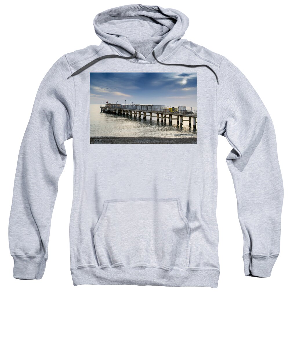 Ocean Pier Sweatshirt featuring the photograph Pier at Sunset by John Williams