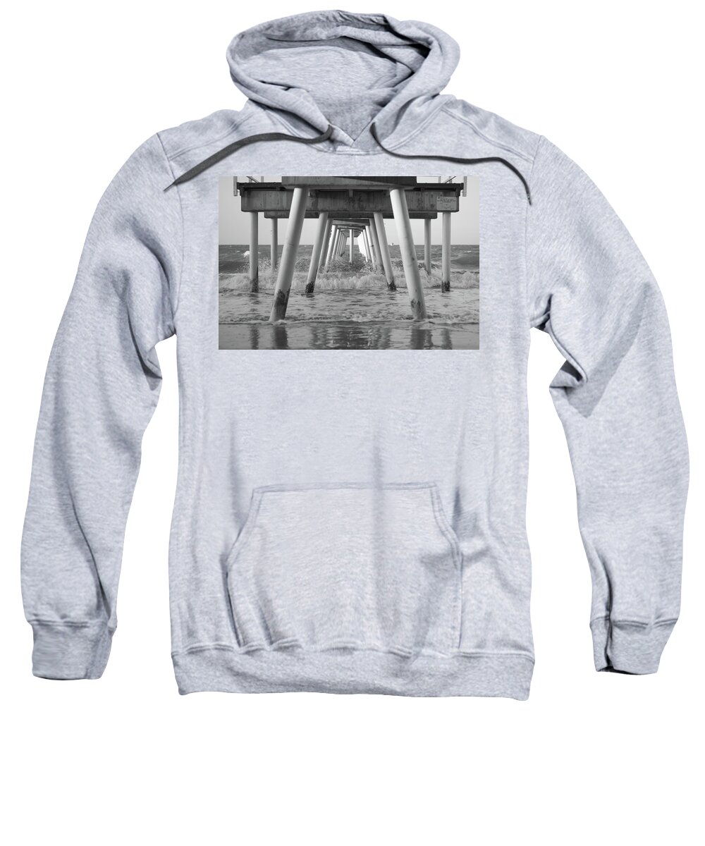 Hervey Bay Sweatshirt featuring the photograph Pier in Surf by Ivan Franklin
