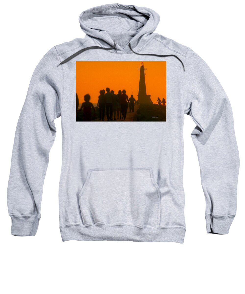 Photography Sweatshirt featuring the photograph Pier Walkers by Frederic A Reinecke