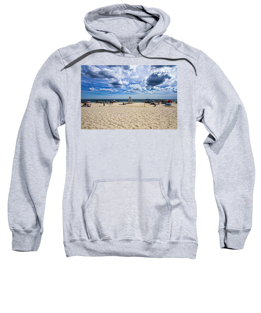 Pike's Sweatshirt featuring the photograph Pike's Beach Typical Summer Day by Robert Seifert