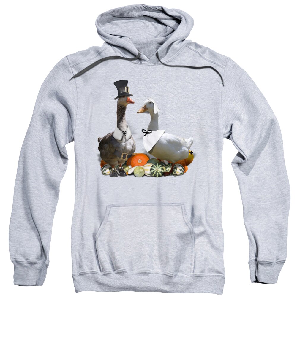 Thanksgiving Sweatshirt featuring the mixed media Pilgrim Ducks by Gravityx9 Designs