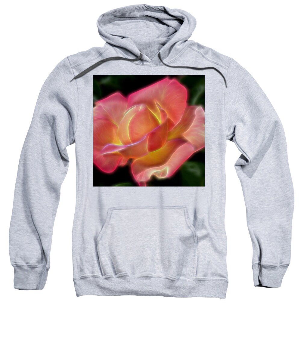 Beautiful Sweatshirt featuring the photograph Pink Rose Processed In Topaz Glow by Michael Moriarty