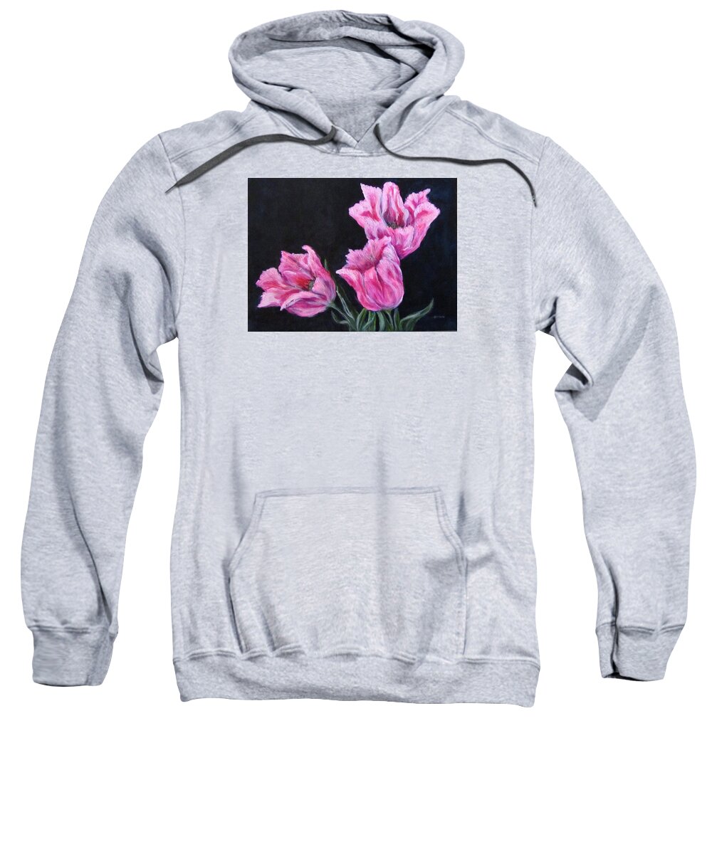 Flowers Sweatshirt featuring the painting Pink Tulips by Barbara O'Toole