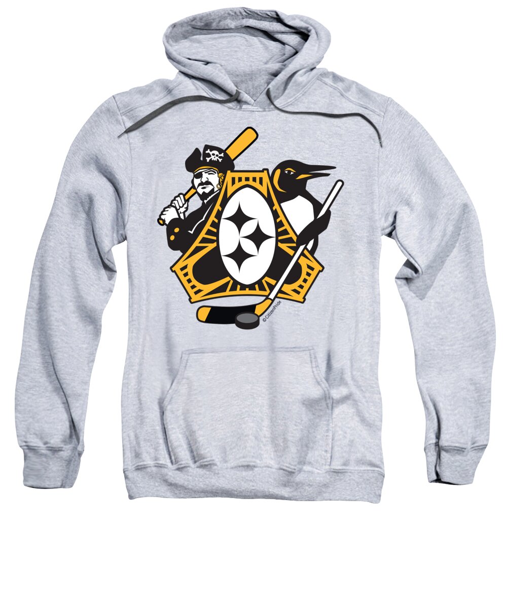 Pittsburgh Sweatshirt featuring the digital art Pittsburgh-Three Rivers Roar Sports Fan Crest by Joe Barsin