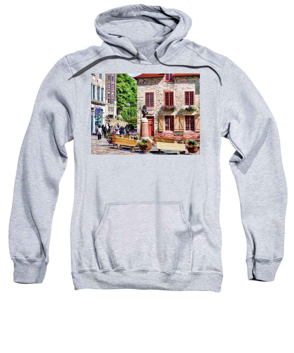 Quebec City Sweatshirt featuring the photograph Place-Royale by David Thompsen