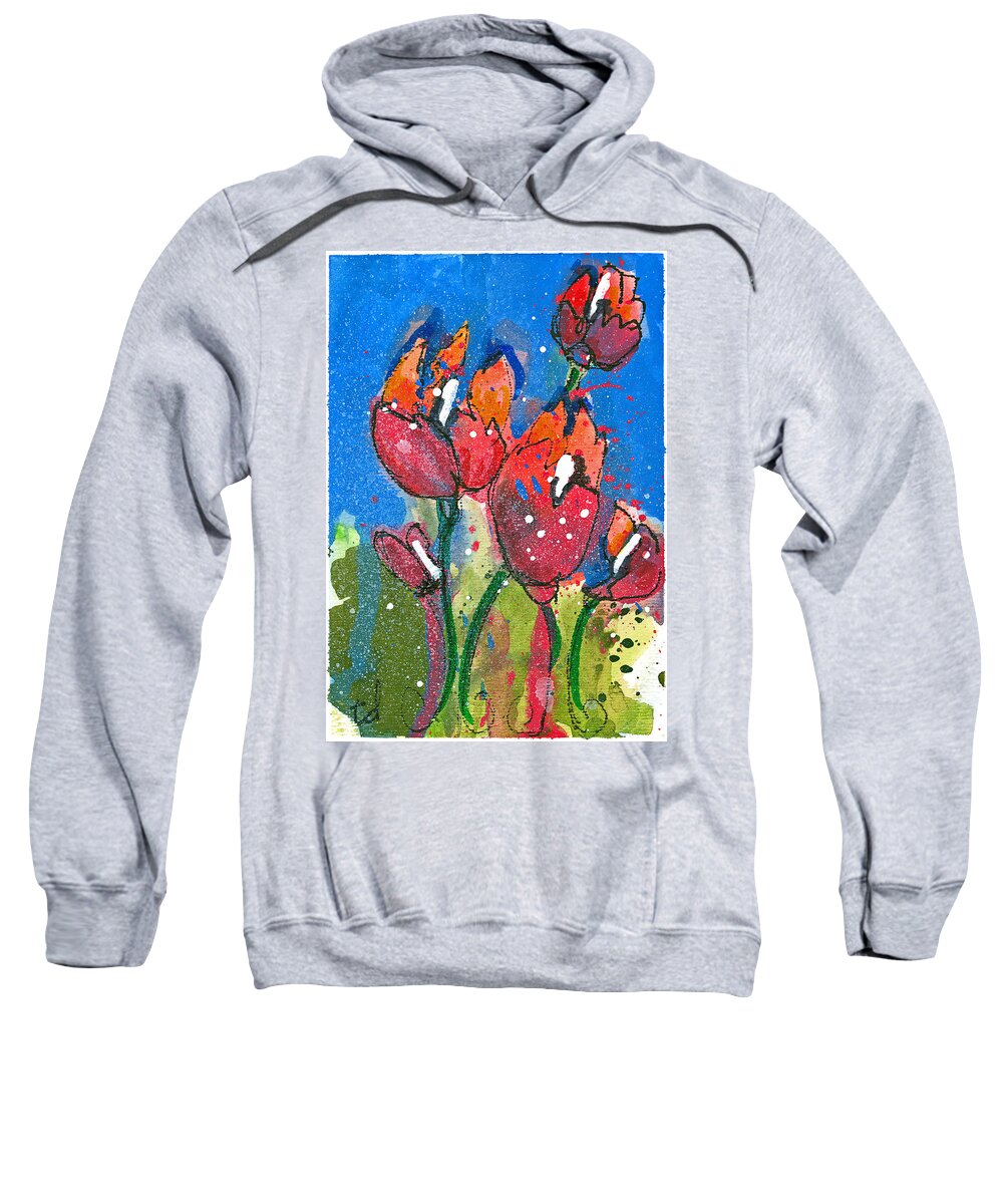 Modern Sweatshirt featuring the mixed media Poppies II by Tonya Doughty