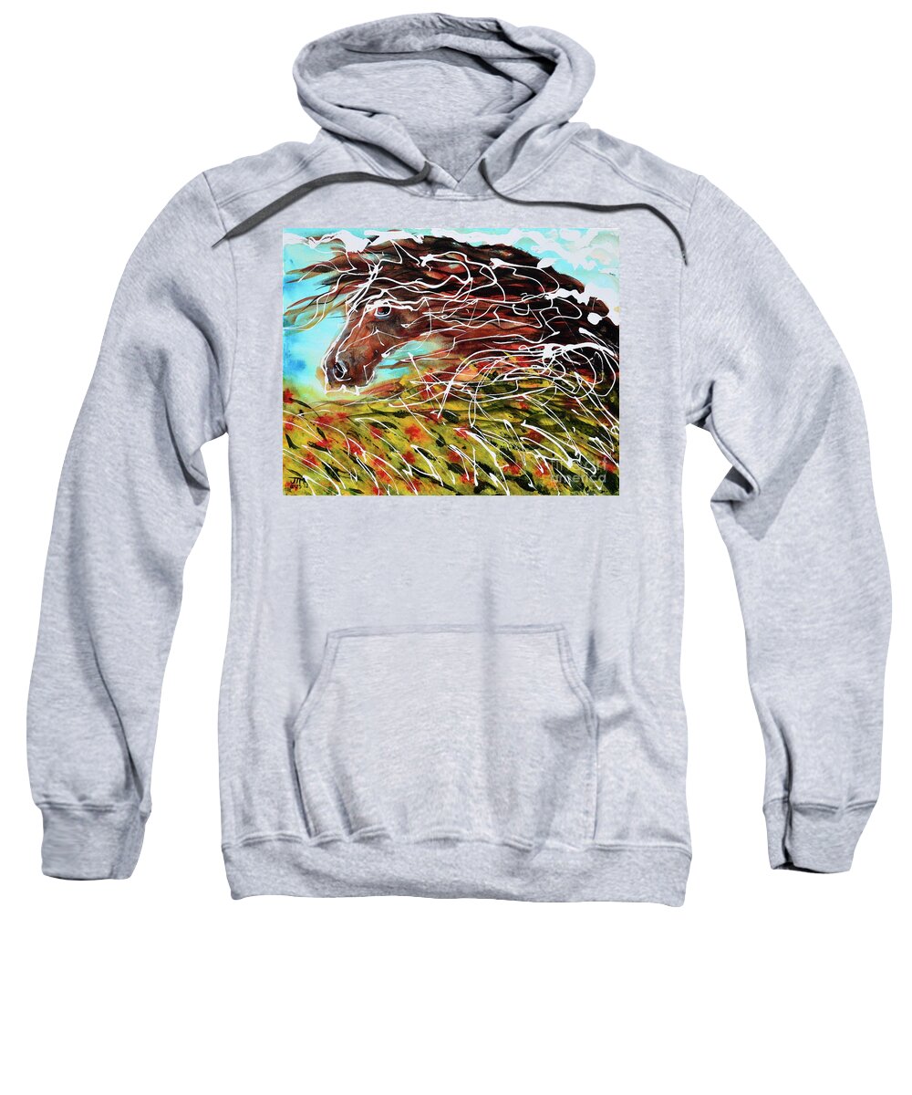 Horse Sweatshirt featuring the painting Poppy by Jonelle T McCoy
