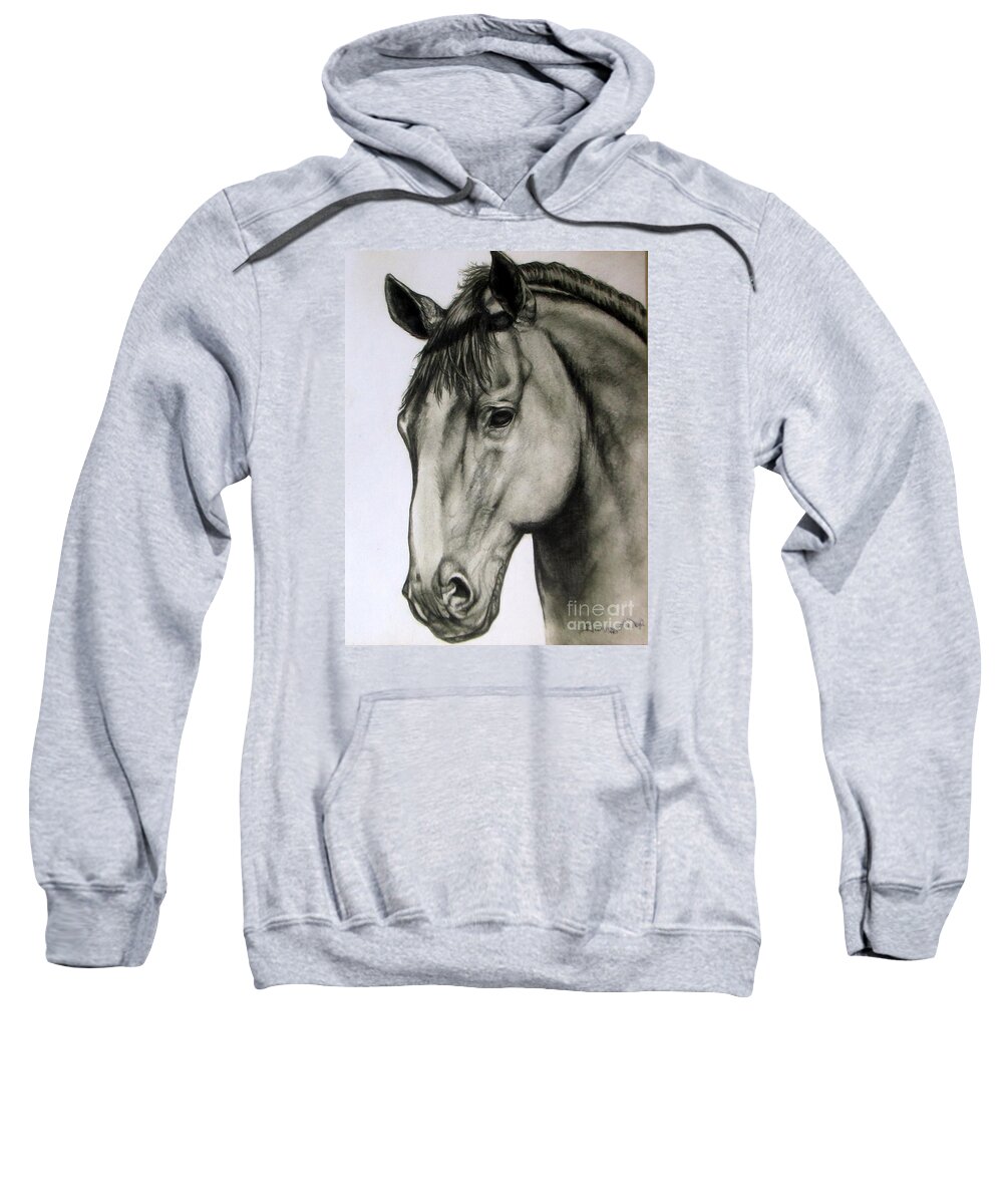 Art Sweatshirt featuring the drawing Portrait Of A Horse by Georgia Doyle