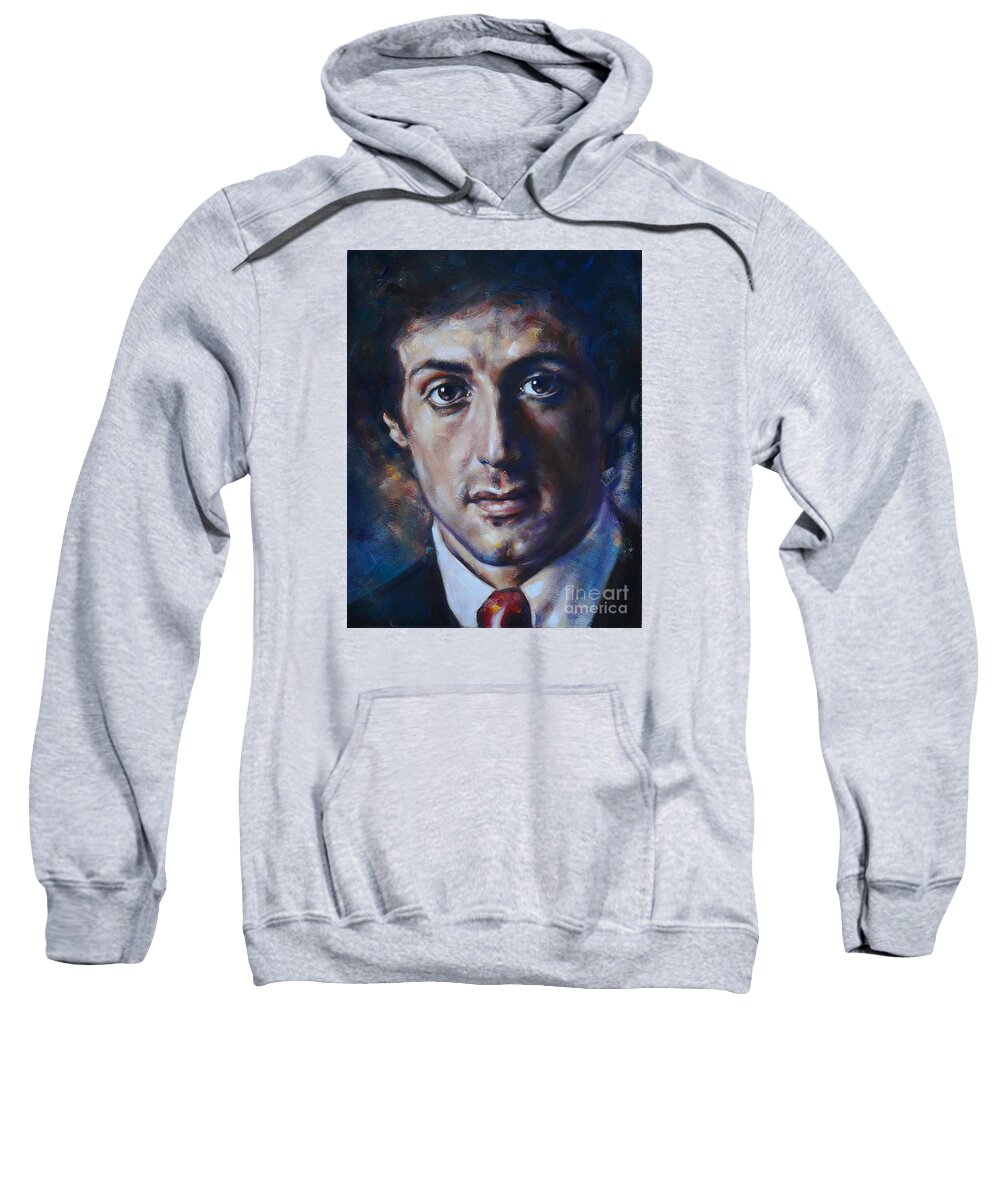 Sylvester Stallone Sweatshirt featuring the painting Portrait of Sylvester Stallone by Ritchard Rodriguez