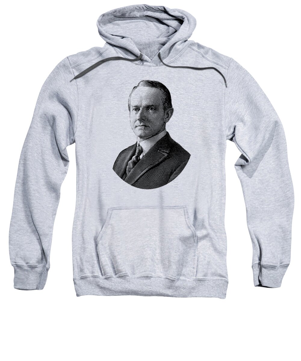  Sweatshirt featuring the digital art President Calvin Coolidge Graphic - Black and White by War Is Hell Store