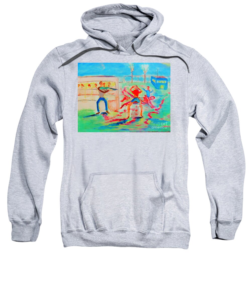 Prevention Sweatshirt featuring the painting Prevention of Shootings Memorial by Stanley Morganstein