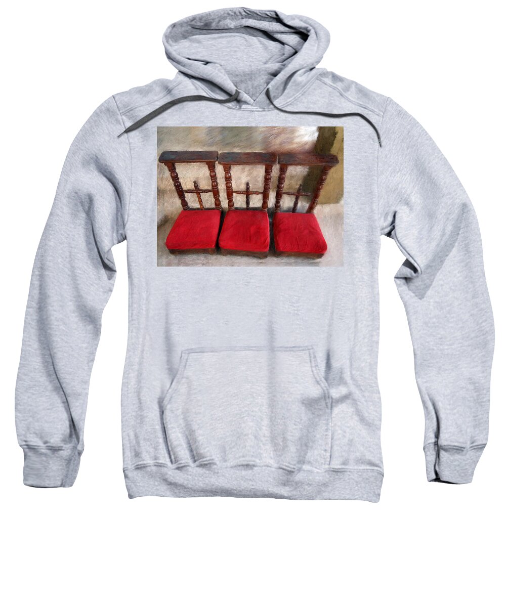 Prayer Sweatshirt featuring the painting Prie Dieu - Prayer Kneeler by Portraits By NC