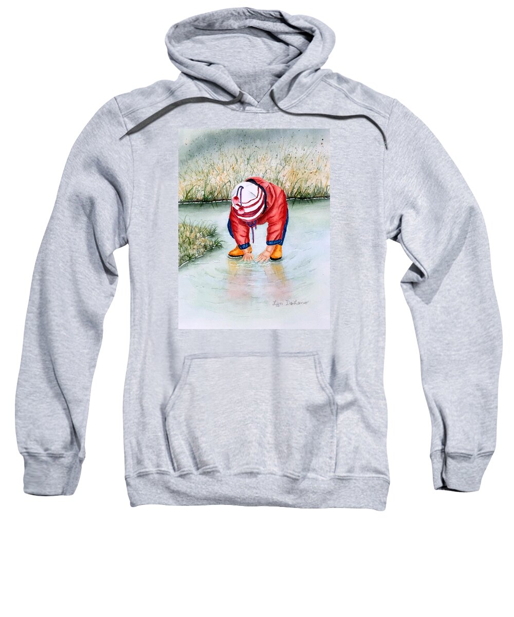 Little Girl Sweatshirt featuring the painting Puddle Fun by Lyn DeLano