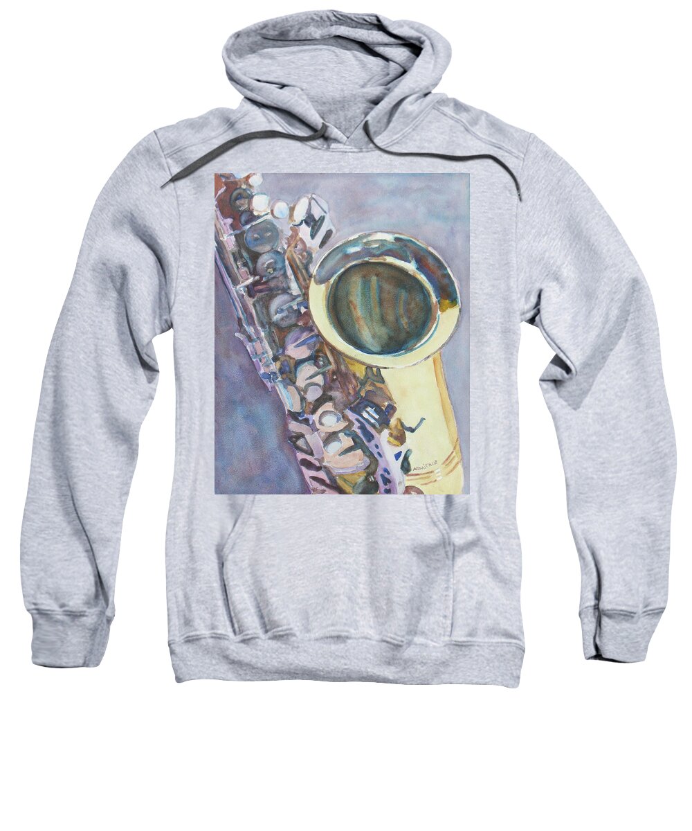 Sax Sweatshirt featuring the painting Purple Sax by Jenny Armitage