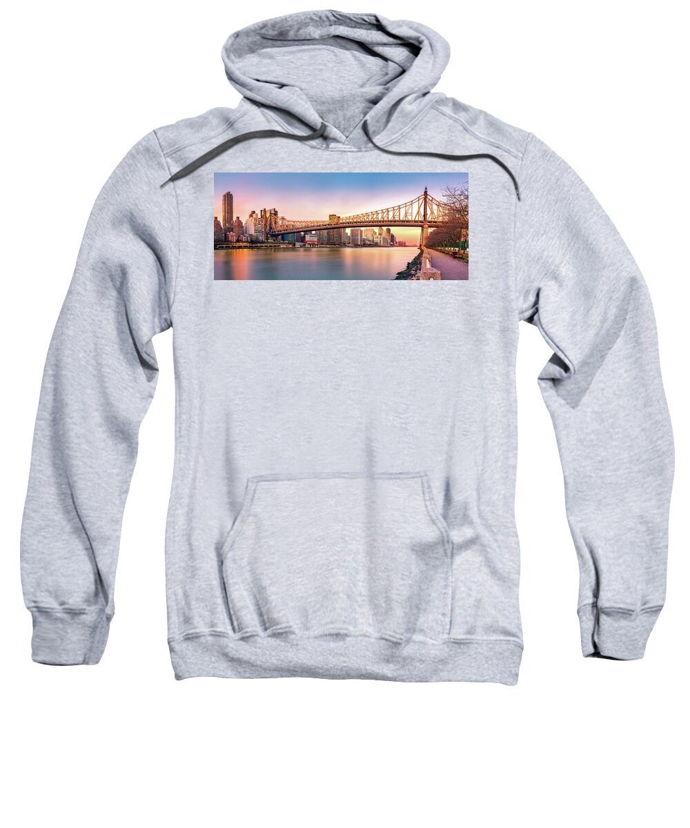 Ed Koch Bridge Sweatshirt featuring the photograph Queensboro Bridge at sunset by Mihai Andritoiu