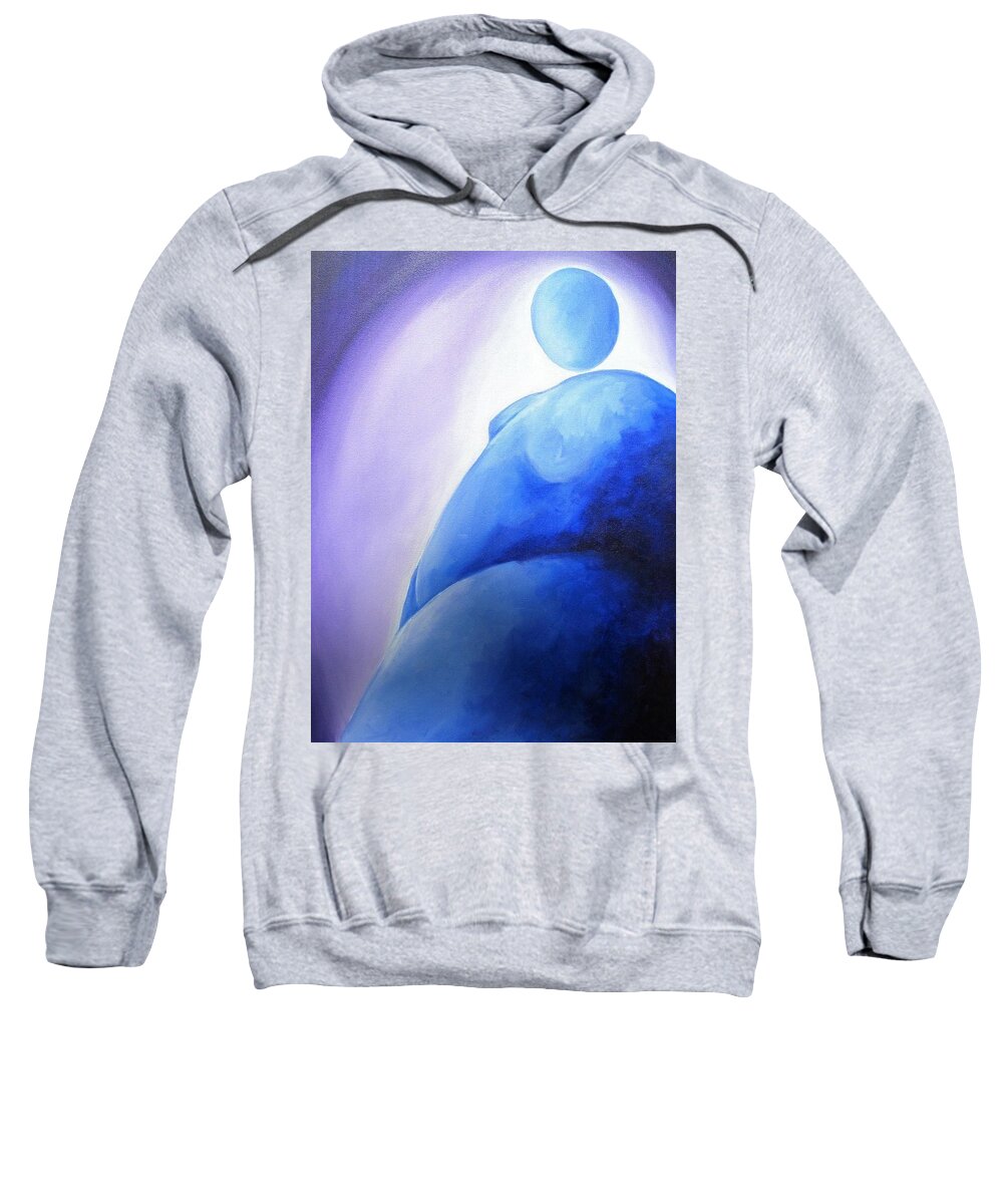 Blue Sweatshirt featuring the painting Quiet by Jennifer Hannigan-Green