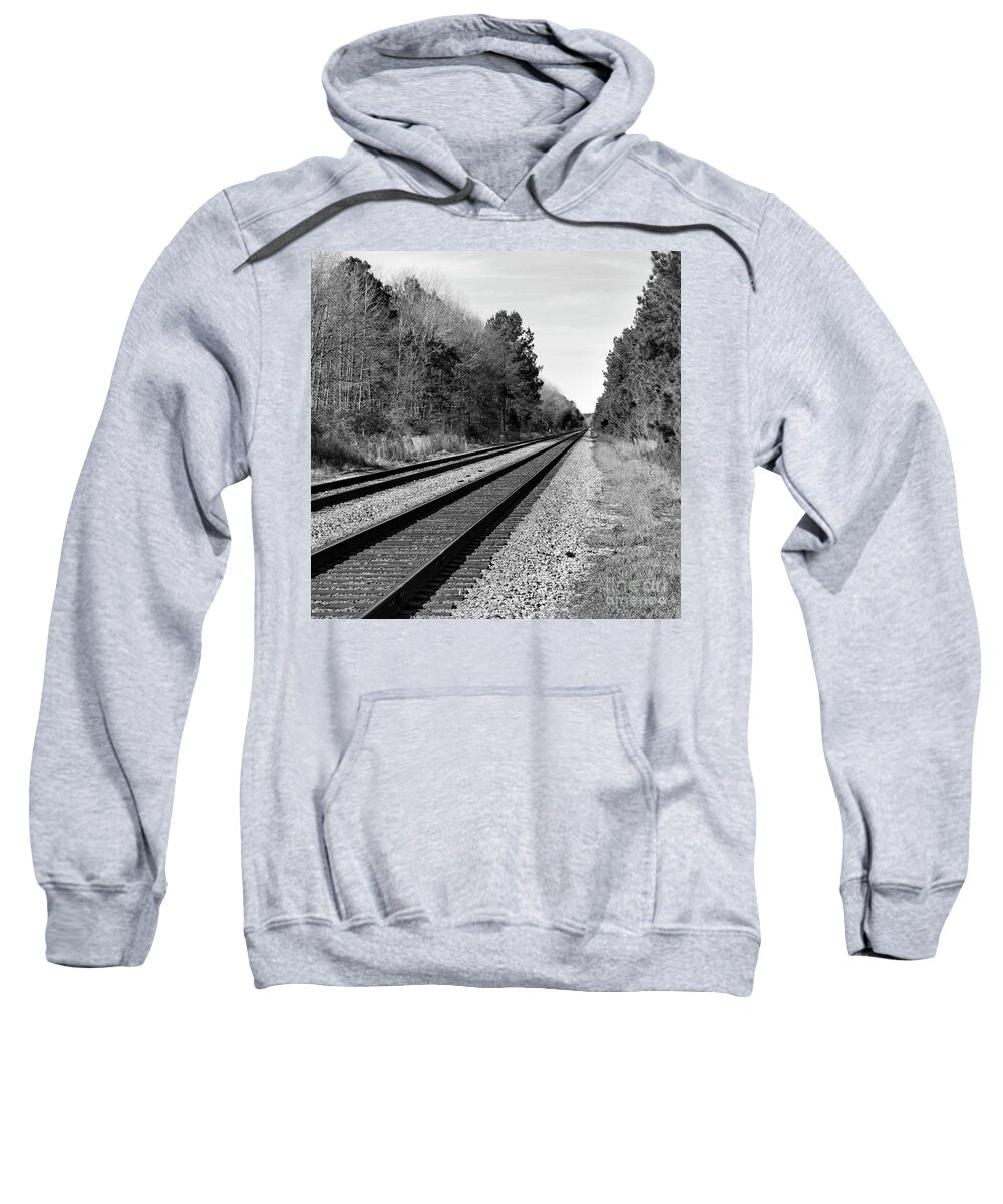 Railroad Tracks.railroad Photos Sweatshirt featuring the photograph Railroad 8x8 by Skip Willits