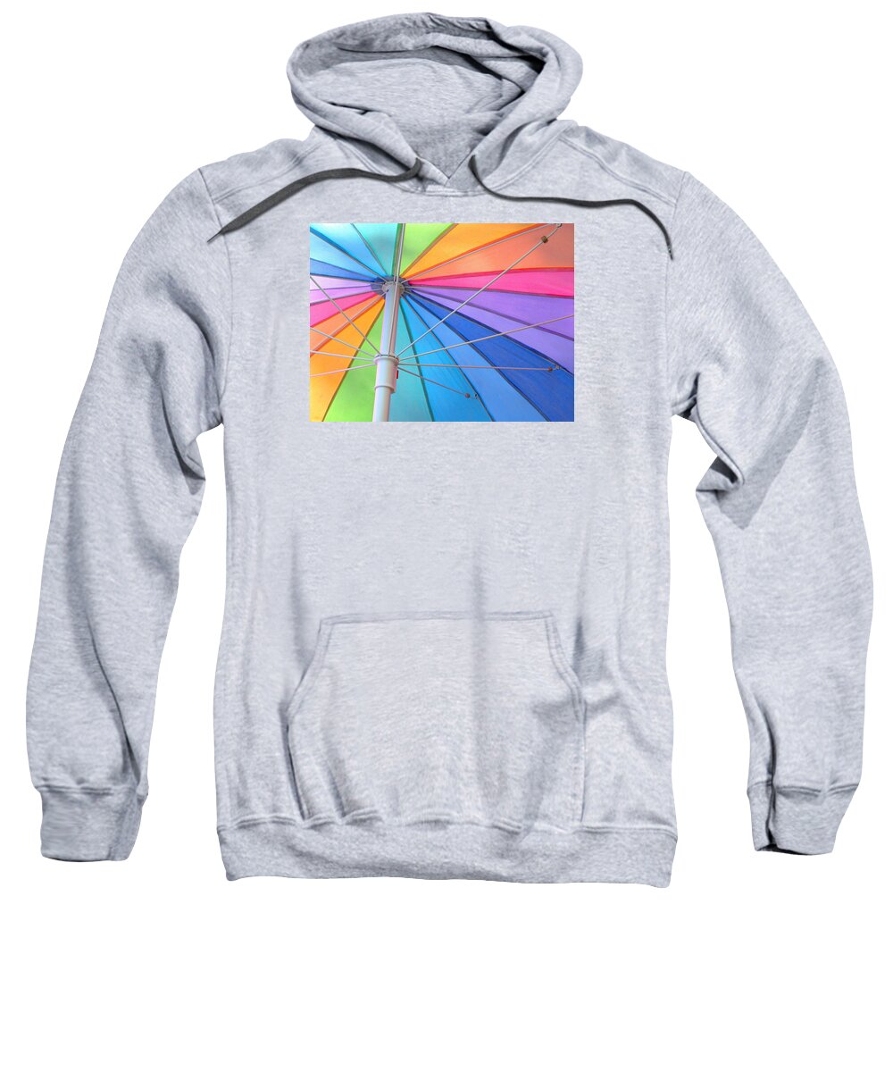 Umbrella Sweatshirt featuring the photograph Rainbow Umbrella by Cathy Kovarik